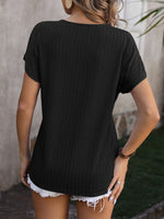Mandy Textured Surplice Short Sleeve Blouse