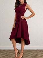 Ruched Round Neck Sleeveless Dress - Ladyez