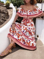 Off-Shoulder Floral Maxi Dress - Ladyez