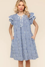 Haptics Double Ruffle Sleeve Dress with Side Pockets