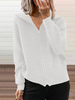 Full Size Ribbed Knit Zip-Up Outerwear Plus Size