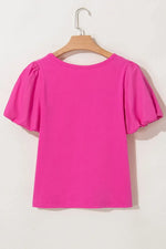 Casual Round Neck Bubble Sleeve T-Shirt