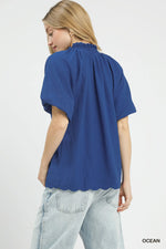 Scalloped Hem Textured Blouse