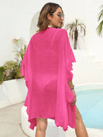 Ruffled Open Front Cover-Up - Ladyez