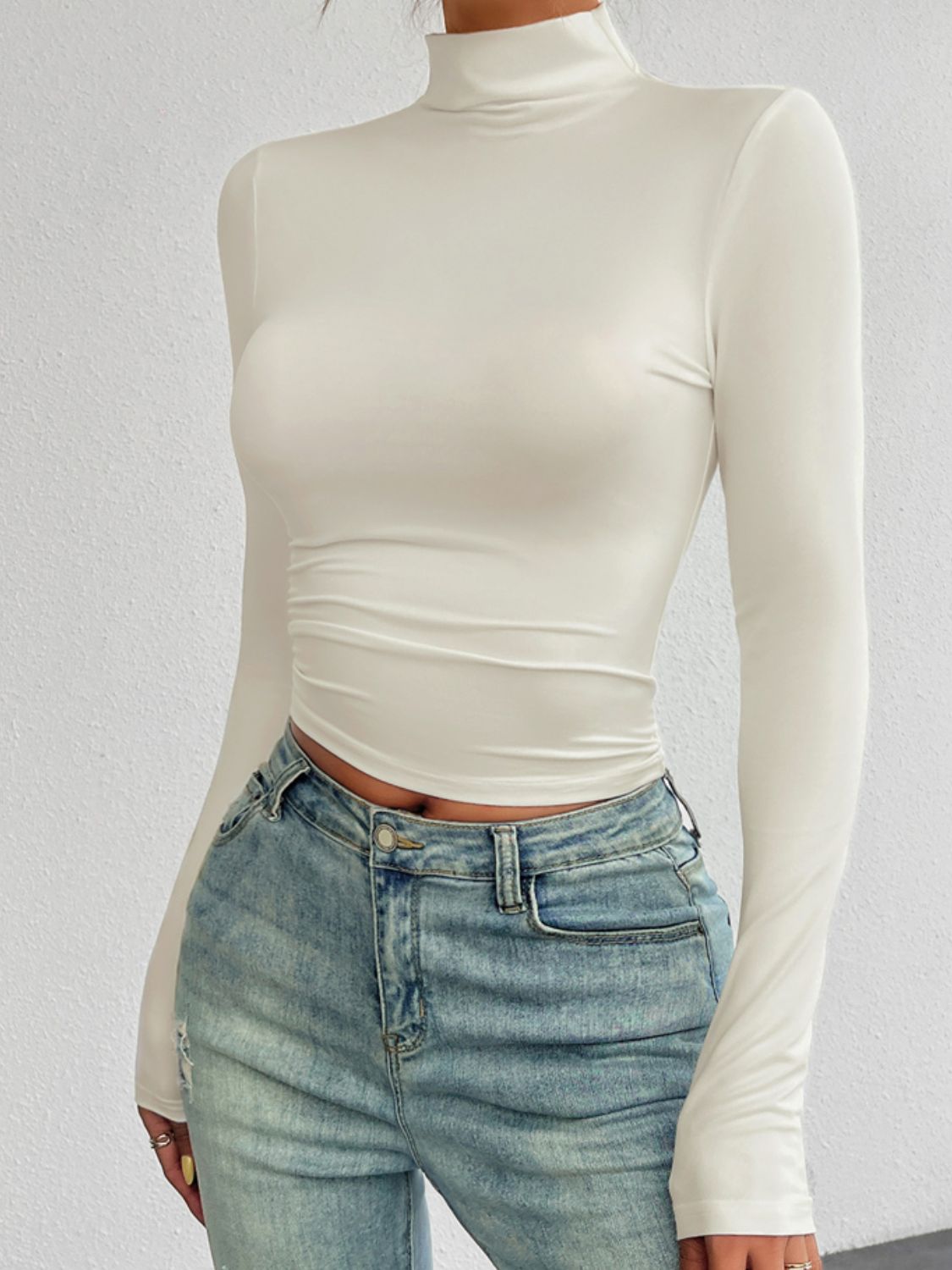 Devine Mock Neck Long Sleeve T-Shirt - Ladyez