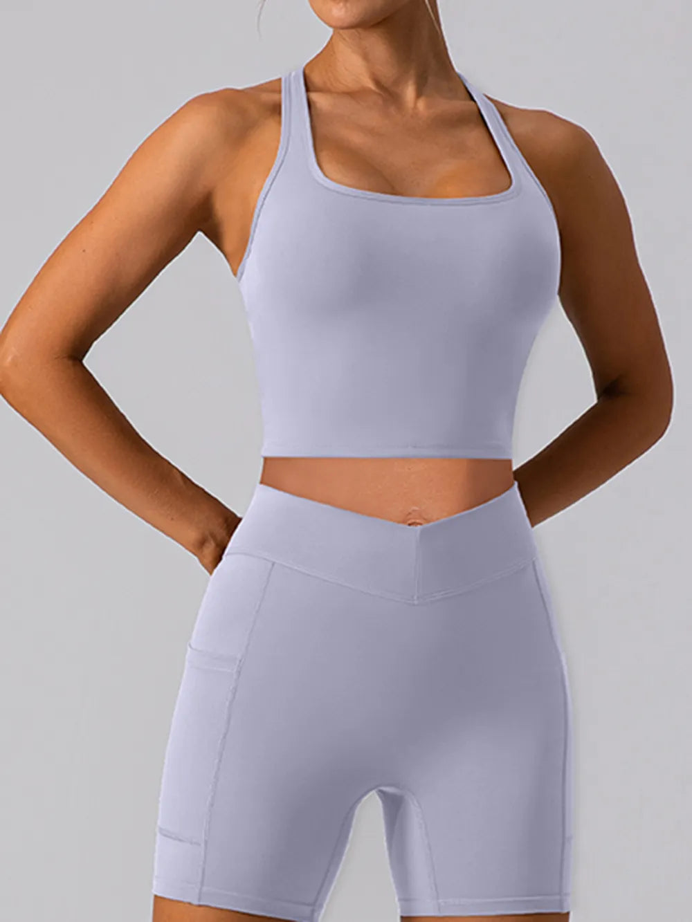 Square Neck Racerback Cropped Tank - Ladyez