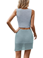 Crochet Knit Vest and Skirt Set