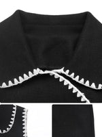 Contrast Trim Collared Neck Vest Coat