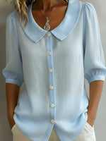 Full Size Peter Pan Collar Button-Down Shirt Plus Size