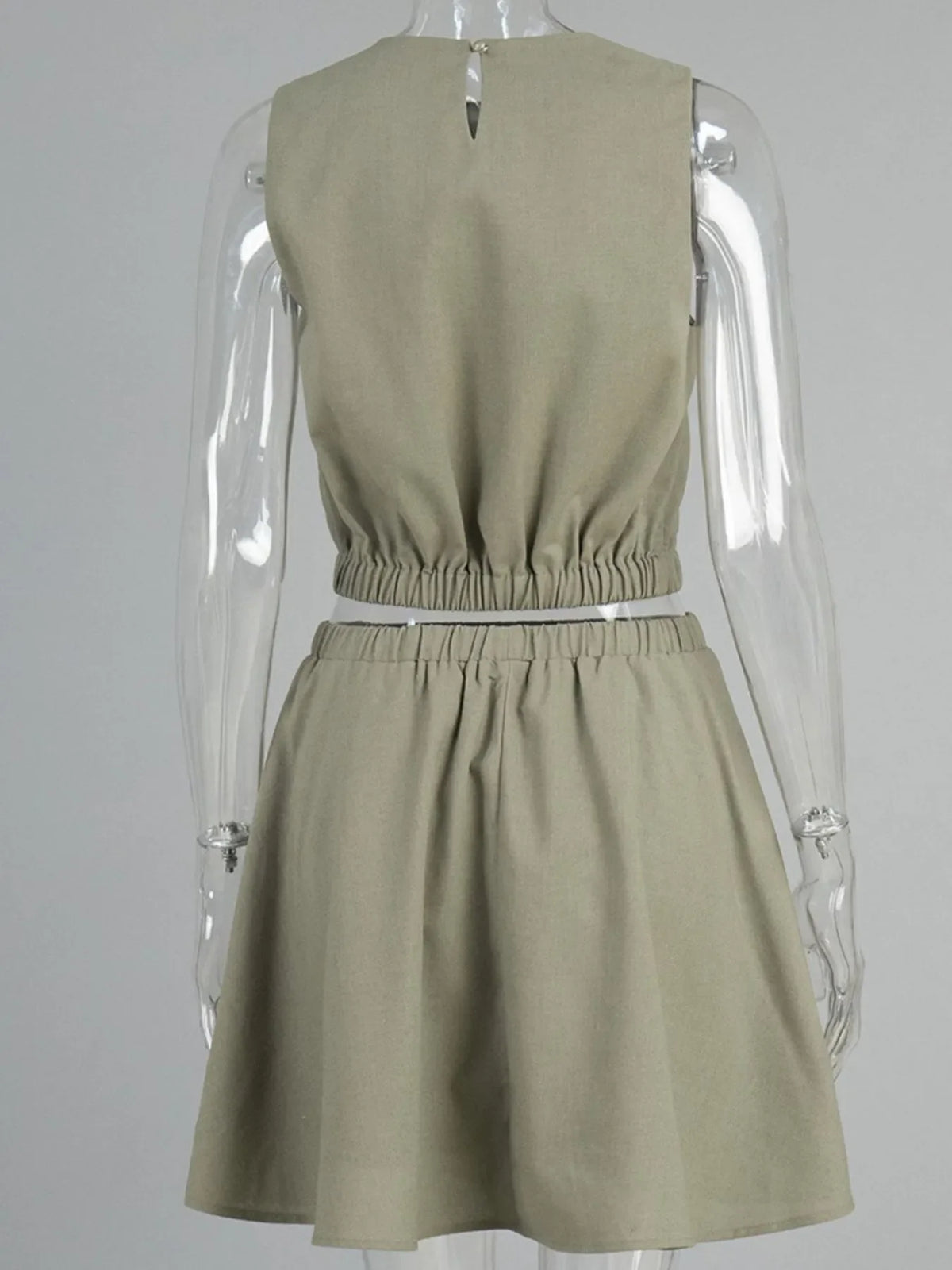 Round Neck Sleeveless Top and Skirt Set