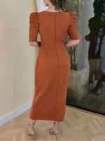 Floral Short Sleeve Ruched Bodycon Midi Dress