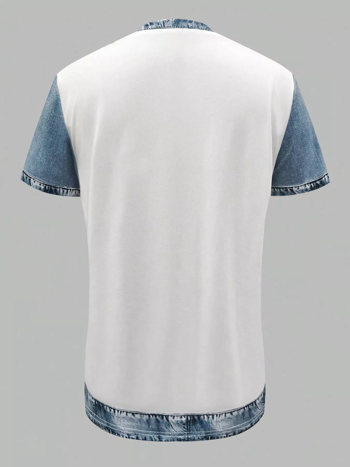 Denim Patchwork Short Sleeve Blouse