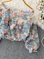 Floral Embroidered Mesh Off-Shoulder Top
