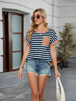 Striped Round Neck Short Sleeve T-Shirt