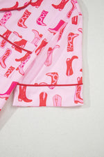 Cowgirl Boots Printed Shirt and Shorts Set - Ladyez