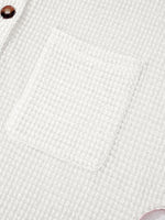 Waffle Knit Button Detail Top