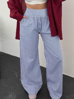 Gingham High Waist Wide Leg Pants