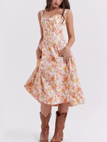 Floral Print Midi Dress with Slit