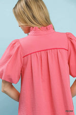 Umgee Seersucker Puff Sleeve Dress