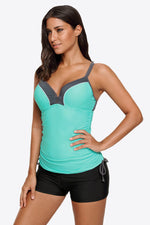 Contrast Sweetheart Neck Swim Cami - Ladyez