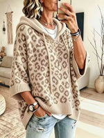 Drawstring Leopard Hooded Sweater