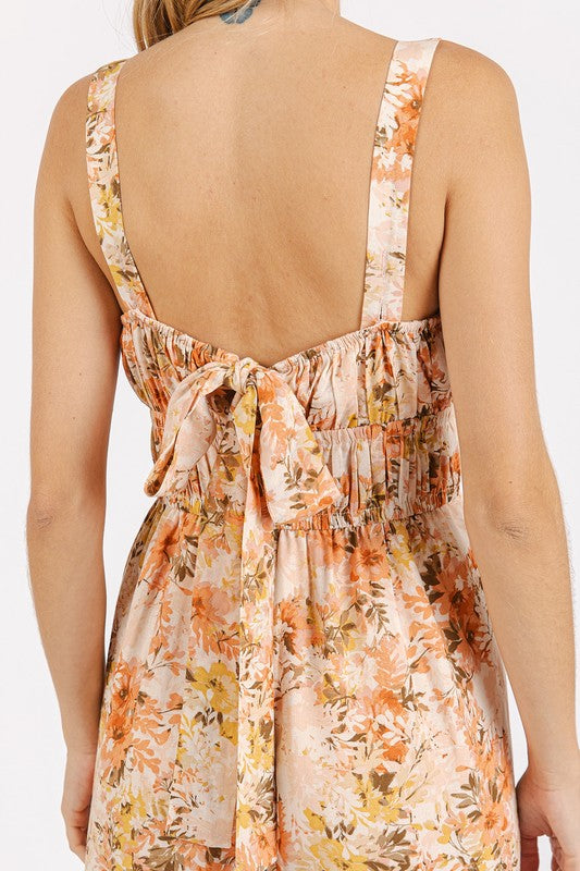Mittoshop Flower Print Gathered Bust Sleeveless Jumpsuit - Ladyez