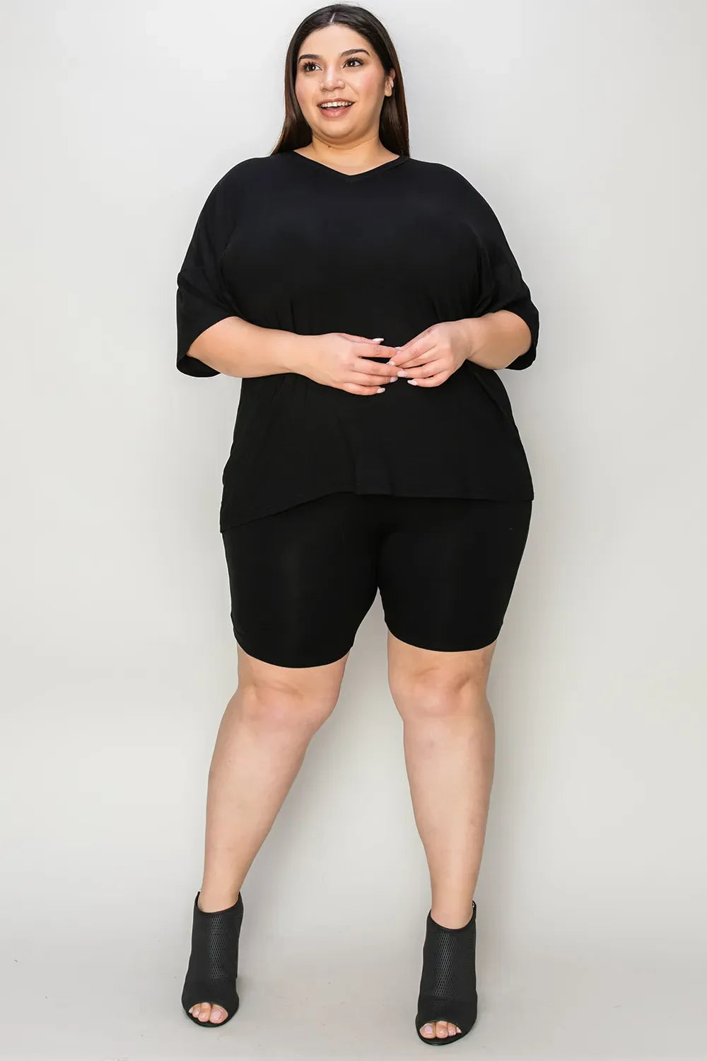 Basic Bae Bamboo Full SizeV-Neck Drop Shoulder T-Shirt and Shorts Set