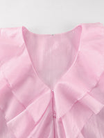 Ruffle Trimmed Long Sleeve Blouse