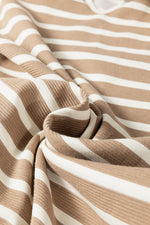 Stripe Tie V Neck Sleeveless Side Slit Midi Dress