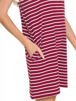 Zenana Contrast Trim Striped T-shirts Dress