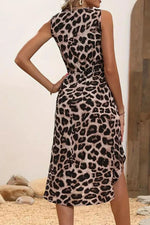 Leopard V-Neck Sleeveless Dress