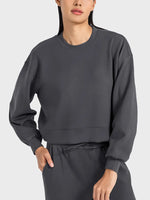 Millennia Round Neck Drop Shoulder Sports Top - Ladyez