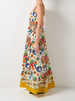Printed Square Neck Maxi Dress - Ladyez