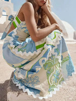 Tied Back Printed Maxi Dress - Ladyez