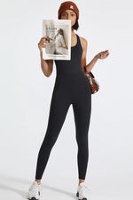 Crisscross Back Wide Strap Active Jumpsuit - Ladyez