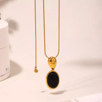 18K Gold-Plated Stainless Steel Necklace with Teardrop Pendant