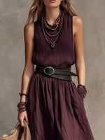 Full Size Round Neck Sleeveless Maxi Dress Plus Size