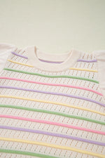 Striped Eyelet Ruffled Sleeve Sweater Sweater Vest