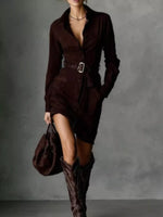 Button Front Long Sleeve Shirt Dress