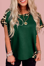 Leopard Trim Short Sleeve Relaxed Fit T-Shirt