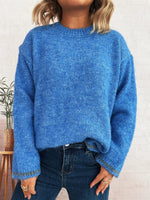 Contrast Trim Round Neck Cozy Sweater