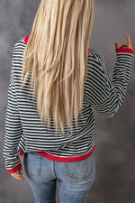 Striped Round Neck Drop Shoulder T-Shirt