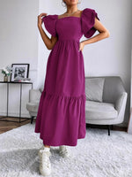 Tiered Square Neck Maxi Dress - Ladyez