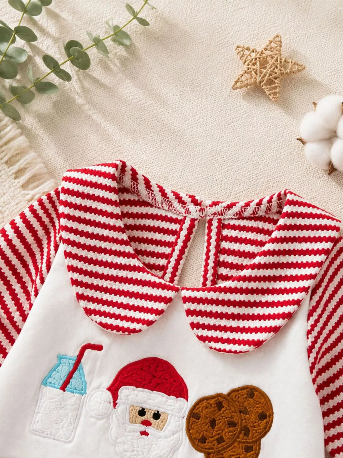 Children's Christmas Santa and Cookies Striped One-Piece