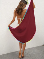 Rainbow Pompom Trim Swim Skirt - Ladyez