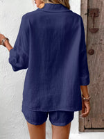 Button Detail Top and Shorts Set