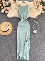 Knot Back Sleeveless Knit Bodycon Midi Dres