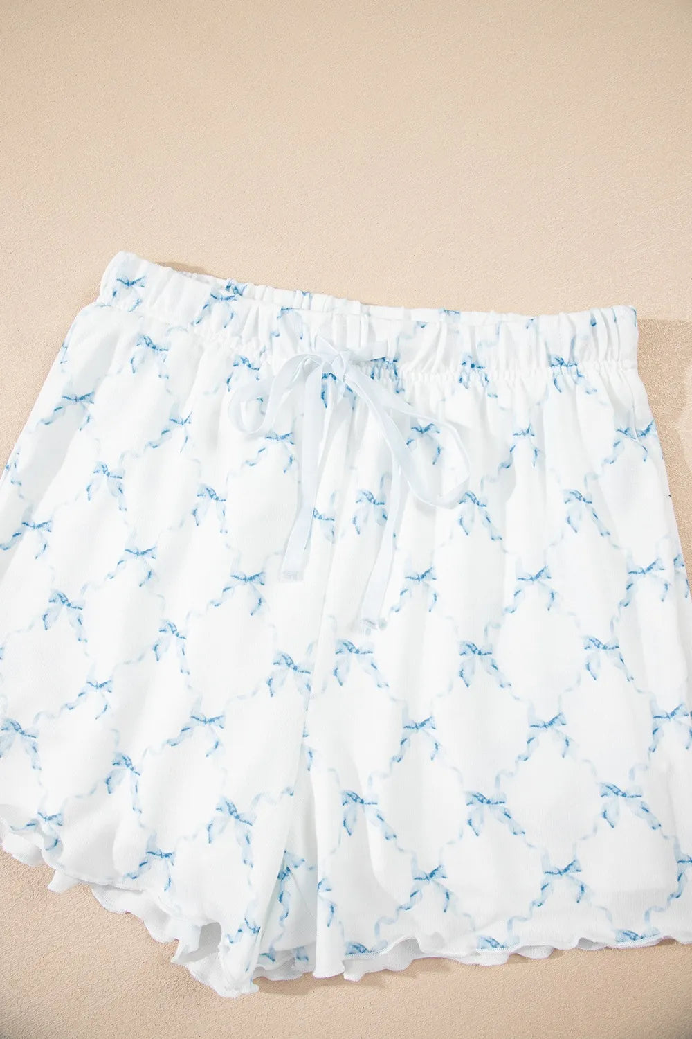 Printed Round Neck Top and Shorts Two-Piece Lounge Set - Ladyez