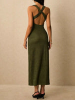 Sleeveless Ribbed Knit Midi Dress