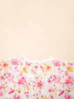 Floral Print Tassel Tie Smocked Puff Sleeve Blouse